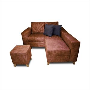 Sala Amsterdam 2 Puestos+ Silla+ Puff en Tela Petfriendly Camel