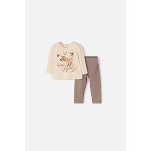 Conjunto de Bambi pantalón largo almendra para bebé niña