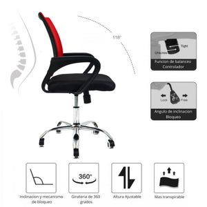 Silla De Oficina Colors Rojo Negro
