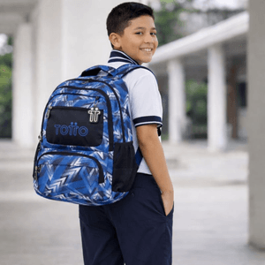 Combo Escolar Totto (Maleta+Cartuchera+Lonchera) Diseño Blue Energy