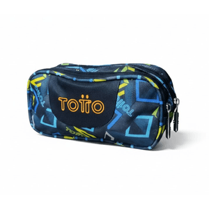 Combo Escolar Totto (Maleta+Cartuchera+Lonchera) Diseño Azul Geométrico