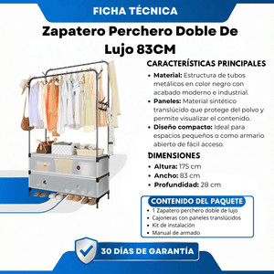 Zapatero Perchero Doble De Lujo 83CM