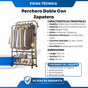 Perchero Doble Con Zapatero