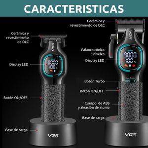 Maquina Peluquera Profesional + Patillera Combo Maquina De Motilar + Afeitadora Barbera Profesional Combo Para Barberos