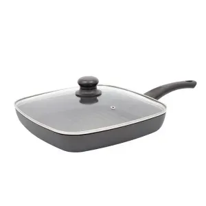 Plancha Grill Universal Aliada 28cm x 28cm Antiadherente Tapa Vidrio L39289