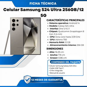 Celular Samsung S24 Ultra 256GB/12 5G Plateado