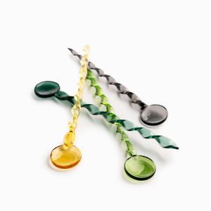 Cucharas en vidrio colores set x4