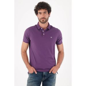Polo para hombre de algodón morado fit regular con mini logo bordado