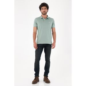 Polo para hombre en algodón verde salvia fit regular con logo bordado