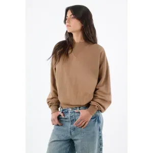 Buzo para mujer algodón camel fit relajado con triángulo acanalado