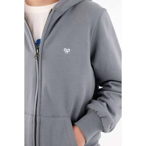 Buzo con capucha para niño de algodón gris regular fit con cierre frontal