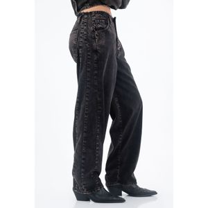 Jean para mujer en algodón negro relajado horseshoe