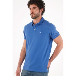 Polo para hombre de algodón azul royal fit clásico con mini bordado