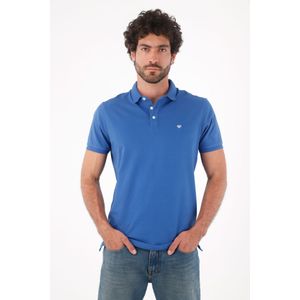 Polo para hombre de algodón azul royal fit clásico con mini bordado