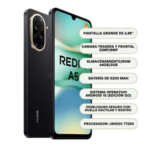 Celular Xiaomi A5 64GB 3Ram Celular Xiaomi Redmi A5 Negro