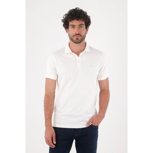 Polo para hombre en algodón blanco fit regular con mini ícono al pecho
