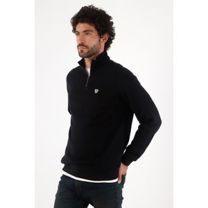 Buzo para hombre de algodón negro regular fit con cuello alto y media cremallera