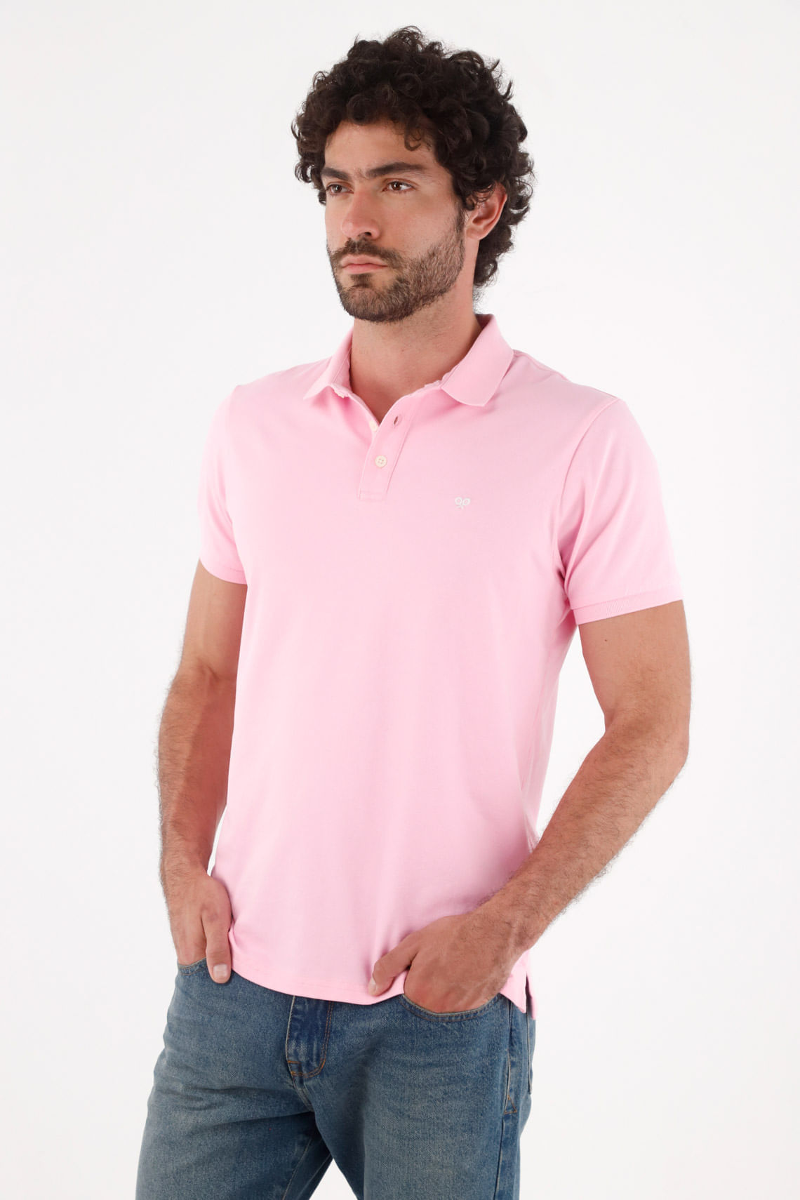 Polo para hombre de algodón rosa regular fit con tono pastel sólido ...