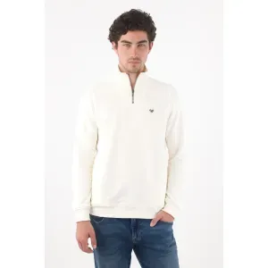 Buzo para hombre de algodón blanco crudo fit clásico con bordado de raquetas