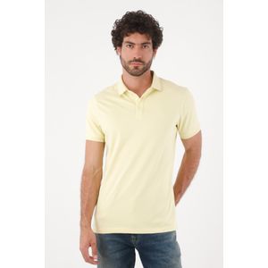 Polo para hombre en algodón amarillo pastel fit clásico con logo minimal