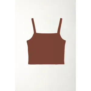 Camiseta en rib café para mujer