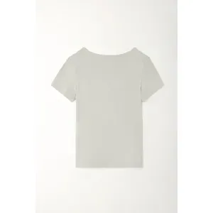 Camiseta básica manga corta verde para mujer