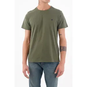 Camiseta para hombre en algodón verde oliva fit regular con bordado raqueta