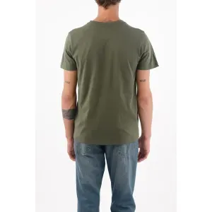 Camiseta para hombre en algodón verde oliva fit regular con bordado raqueta