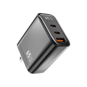 Adaptador con Tecnología GaN 65W Pantalla Digital 3 Puertos Compatible con Multiples dispositivos