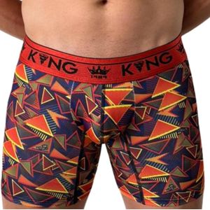 Bóxer Para Hombre King En Seda Fría Triángulos Naranja