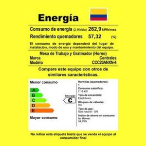 ESTUFA CENTRALES GAS NATURAL CCC20ANXN-4 NEGRA