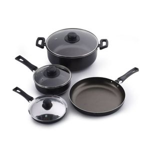 COMBO UNIVERSAL BATERÍA DE COCINA ALIADA 7 PIEZAS + SARTENES X2 18 Y 20 CM