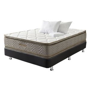 COMBO FANTASÍA COLCHON GALAXY 140X190CM + BASE CAMA SOMIER PLUSS M2 NEGRA + 2 ALMOHADAS + PROTECTOR