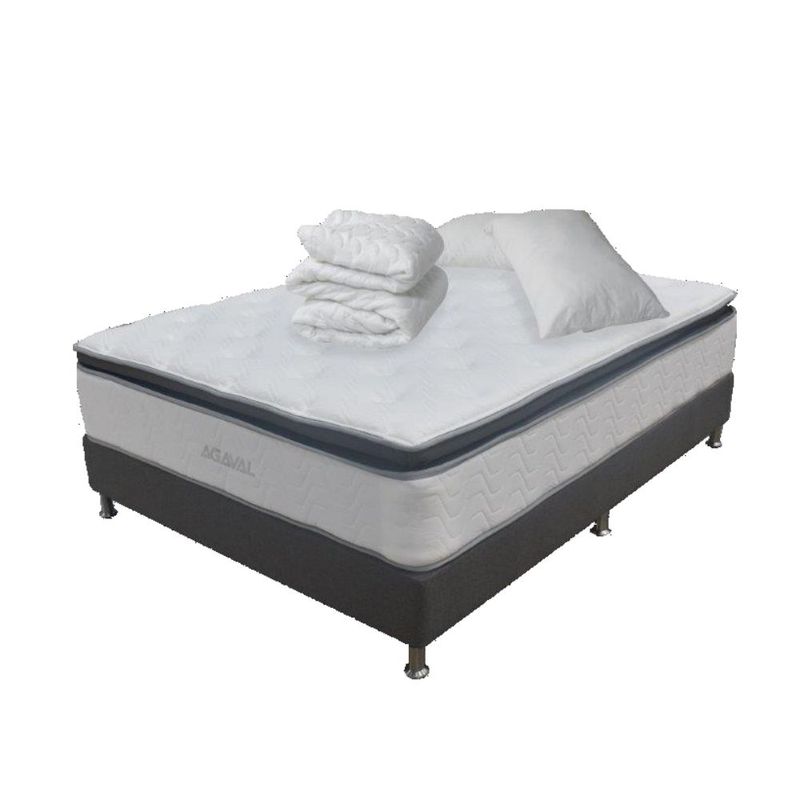 COMBO-COLCHON-AGAVAL-ELEGANCE-140X190CM--BASE-CAMA-GRAF-PROTECTOR--2-ALMOHADAS