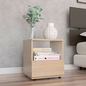 Mesa De Noche Camel Rovere+Blanco