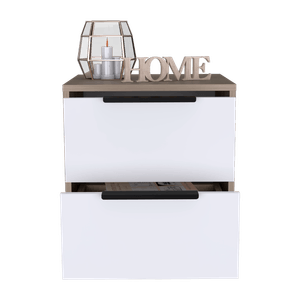 Mesa De Noche Kaia X2 UND Rovere+Blanco