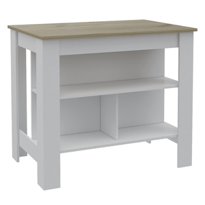Cala Kitchen Island White/Light Oak