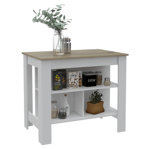 Cala Kitchen Island White/Light Oak