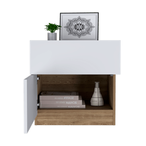 Mesa de Noche Nebraska RTA Miel + Blanco