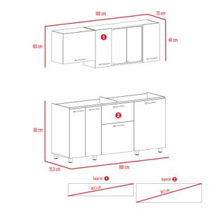 Cocina 180 Linar RTA Blanco + Cemento