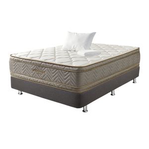 COMBO FANTASÍA COLCHON OPTIMS 100X190CM + BASE CAMA SOMIER PLUSS M2 LINO GRIS+ ALMOHADA+ PROTECTOR