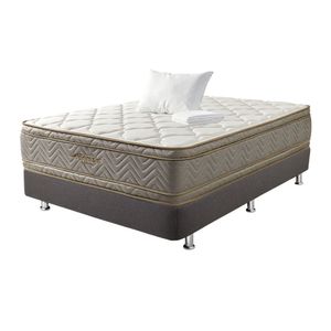 COMBO FANTASÍA COLCHON OPTIMS 120X190CM + BASE CAMA SOMIER PLUSS M2 LINO GRIS  + ALMOHADA + PROTECTOR