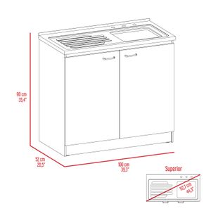 Mueble Inferior Kit Lavaplaros Napoles RTA Blanco + Wengue
