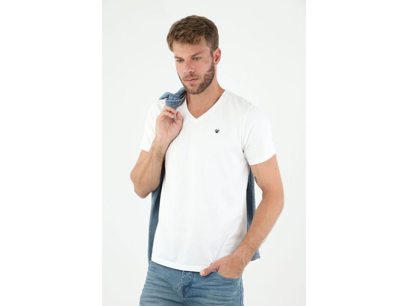 Fila Camiseta de algodón con cuello en V para hombre, paquete de 4