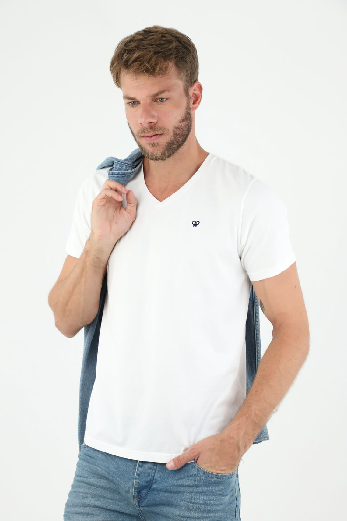 Camisa blanca cuello v para hombre online