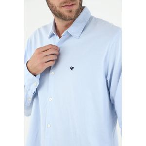 Camisa azul manga larga para hombre