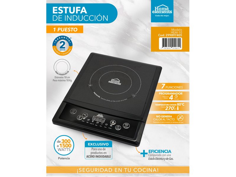 Estufa Electrica 2 Puestos Home Elements He 003Lg Gris