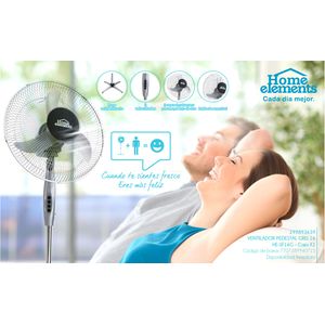 Ventilador Pedestal 16 P 3 Aspas Gris Home Elements