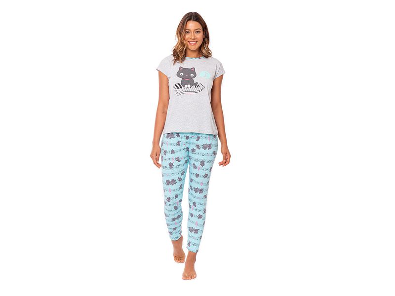 PANTAL N LARGO Y CAMISETA MANGA CORTA PIJAMA ST.EVEN MUJER 16978