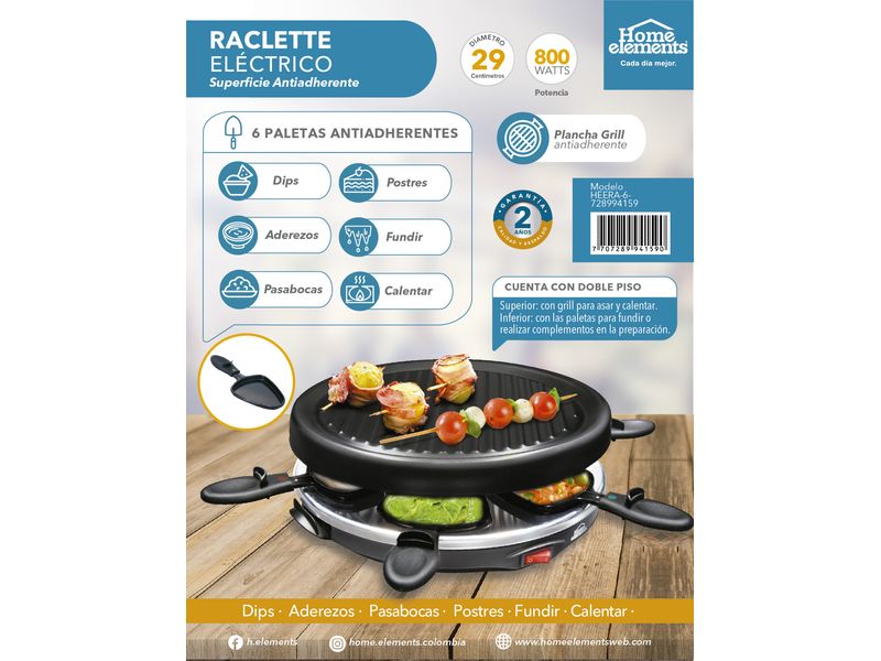 Raclette Grill Electrico Home Elements - Agaval